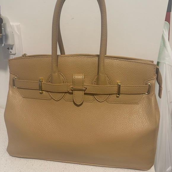 Tan real Leather Handbag new - Picture 1 of 9
